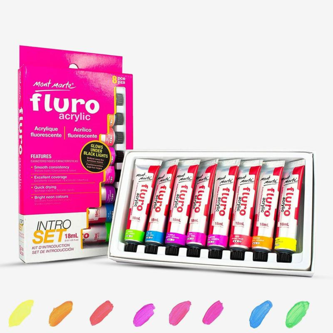 Fluro Acrylic Paint Intro Set 8 Piece